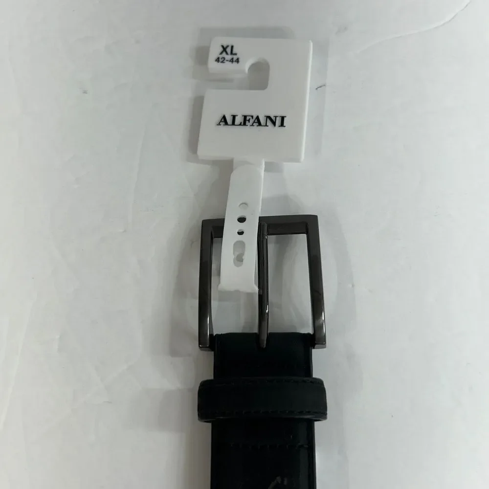 Alfani Saffiano Belt‎ Mens XL 42-44 Black Faux Leather